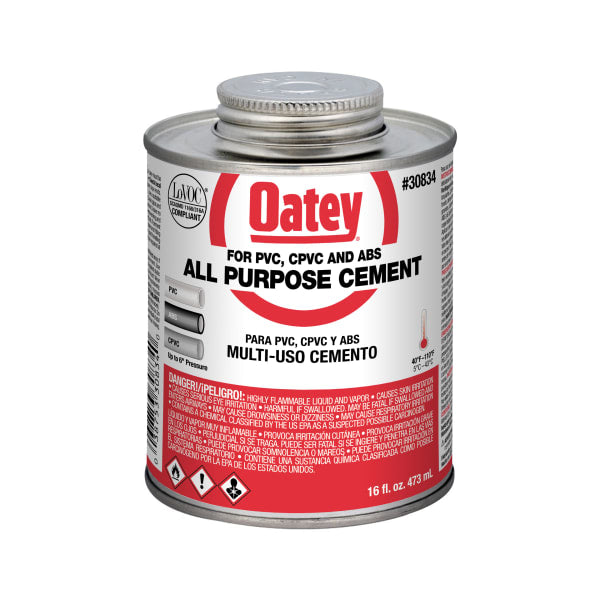 Oatey® 16 oz. All-Purpose ABS, PVC and CPVC Clear Cement