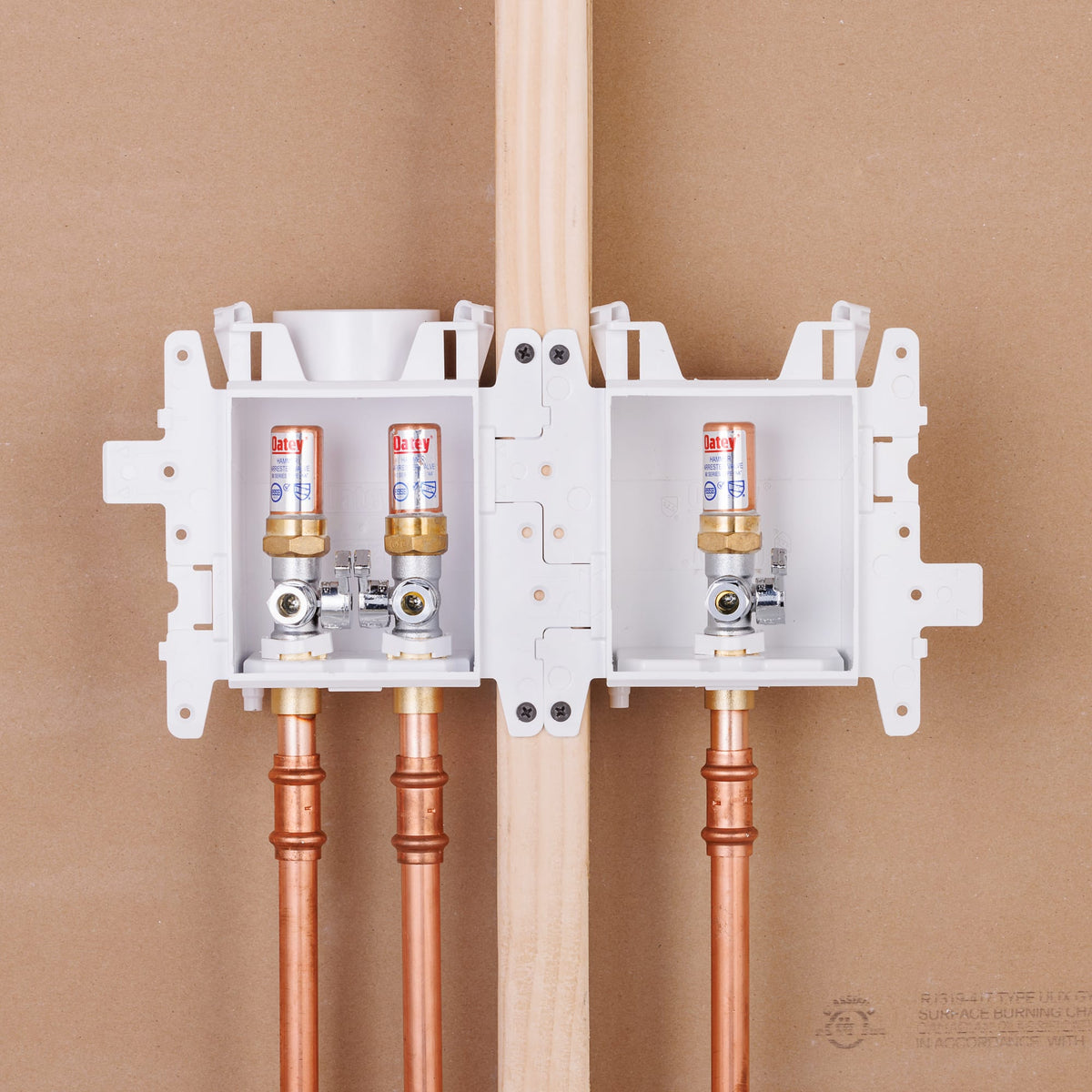 Oatey® MODA® 2-Valve + 1-Valve Copper (Male) Kitchen Supply Box with Hammer Arrestors - Standard Pack