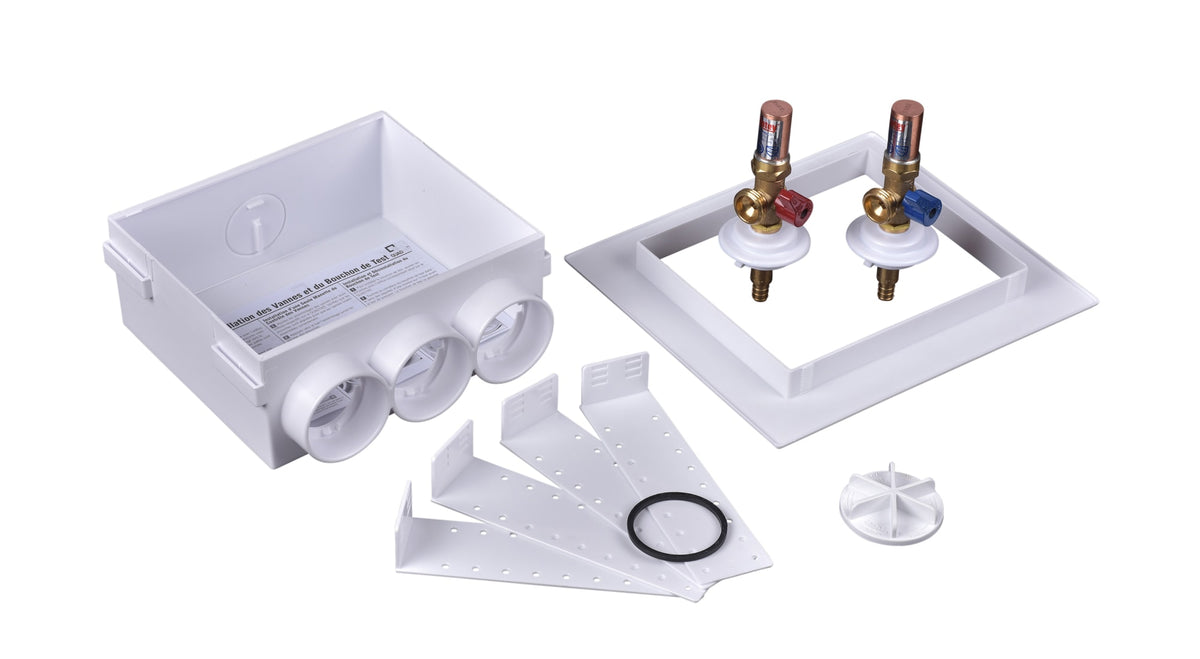 Oatey® Quadtro, 1/4 Turn, F1807 PEX, Hammer Arrestors, Washing Machine Outlet Box - Standard Pack