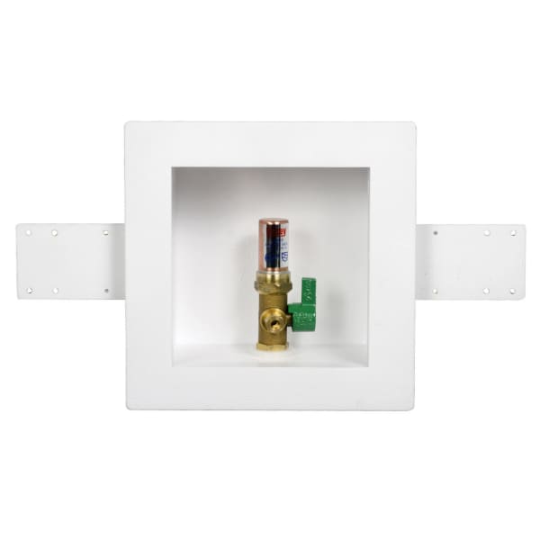 Oatey® Square, 1/4 Turn, Copper, Hammer, Low Lead, Ice Maker Outlet Box - Standard Pack