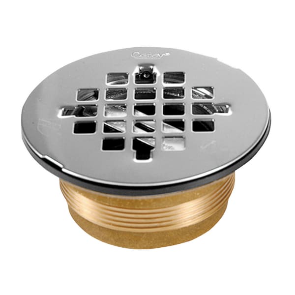 Oatey® 2 in. Brass No-Caulk Shower Drain with Round Stainless Steel Strainer