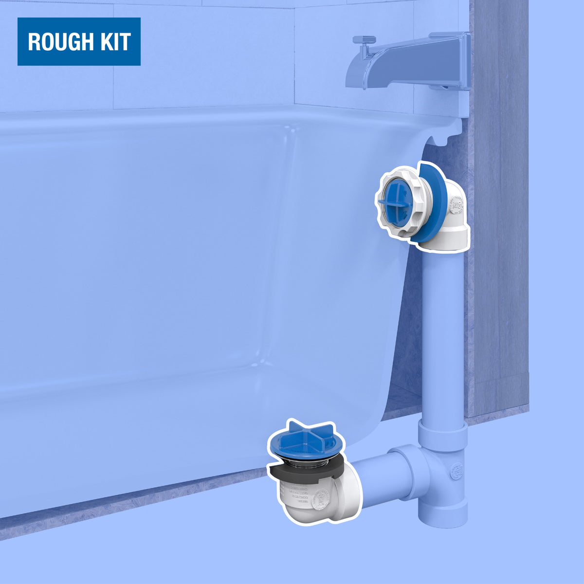 Dearborn® True Blue® PVC Bath Waste Rough-In Kit with Test Kit in Chrome