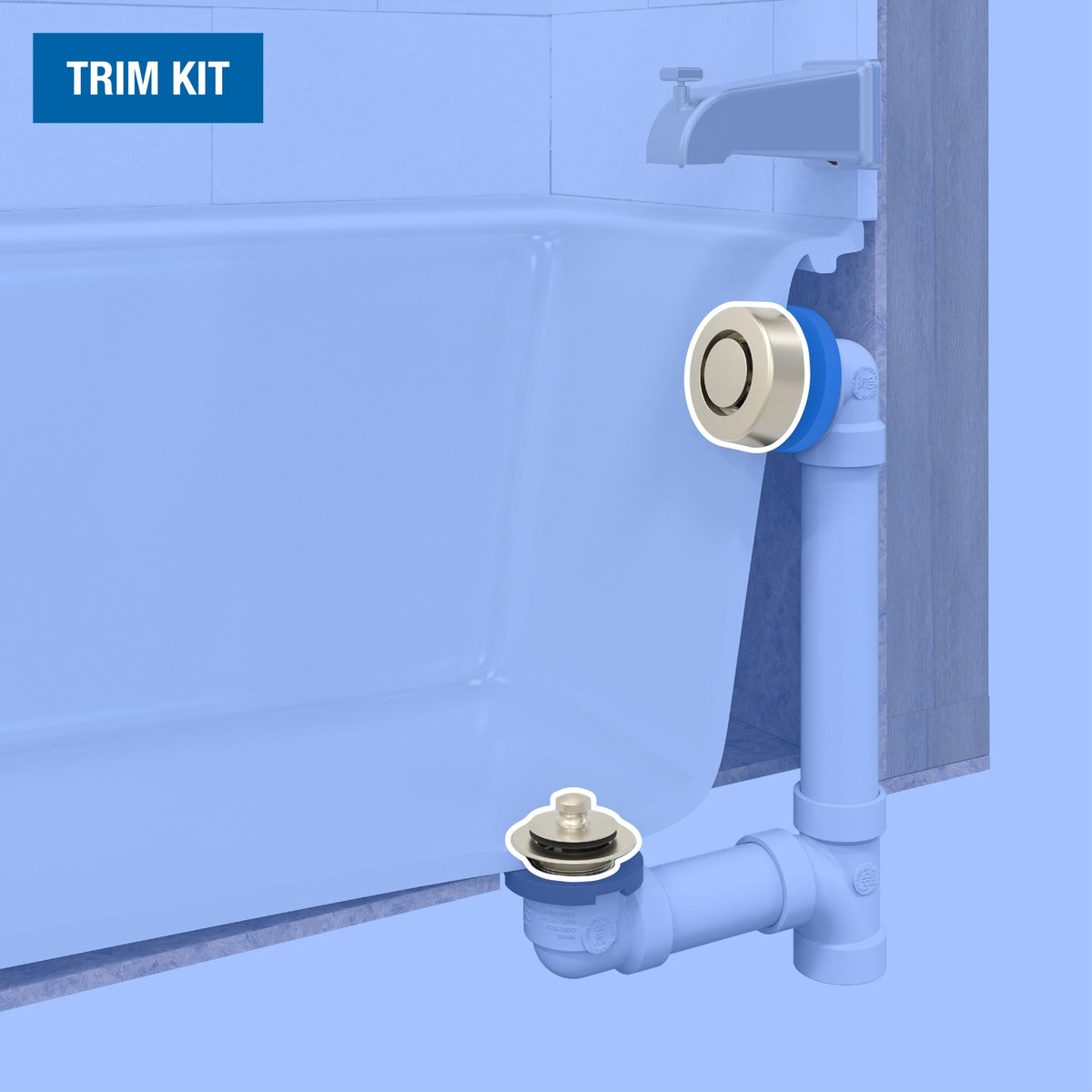 Dearborn® True Blue® Bath Waste Trim Kit with Uni-Lift Stopper in Brushed Nickel