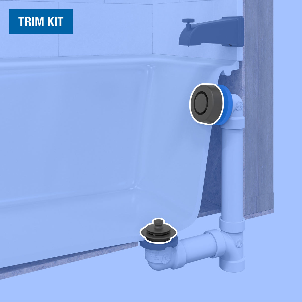 Dearborn® True Blue® Bath Waste Trim Kit with Uni-Lift Stopper in Matte Black