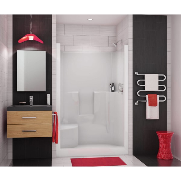 SS3648 R/L AcrylX Alcove Center Drain One-Piece Shower in White, Right seat