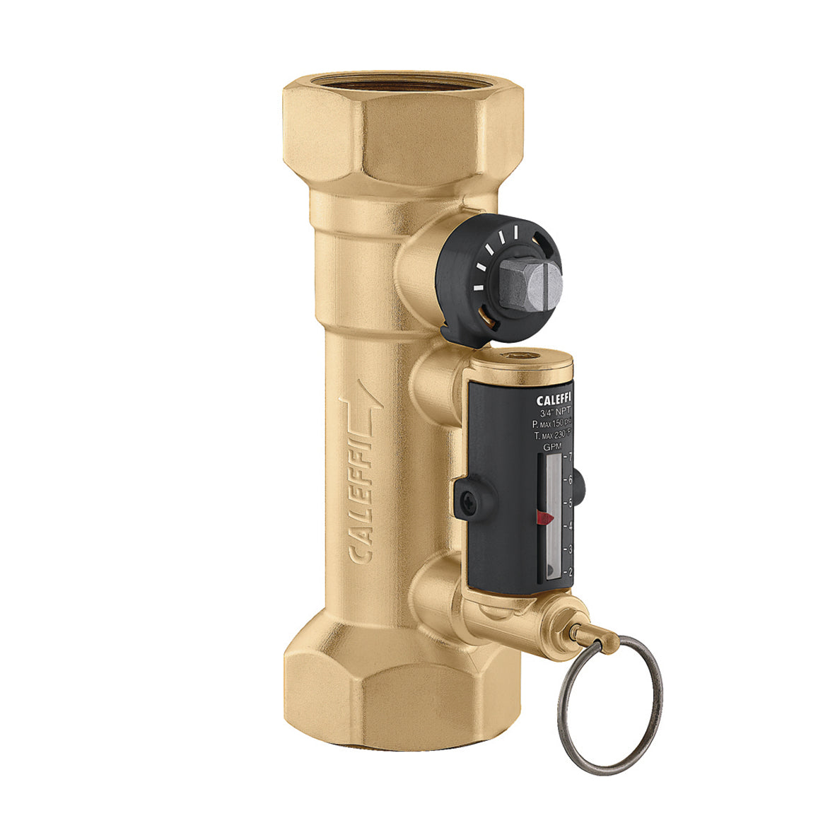 Caleffi 132432A QuickSetter Balancing Valve with Flow Meter, 1/2 in. NPT, 0.5-1.75 GPM