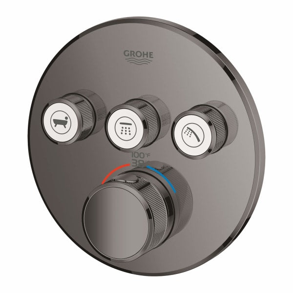 Triple Function Thermostatic Valve Trim in GROHE HARD GRAPHITE