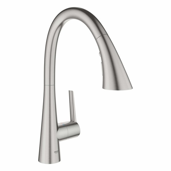 Single-Handle Pull Down Kitchen Faucet Triple Spray 1.75 GPM in GROHE SUPERSTEEL