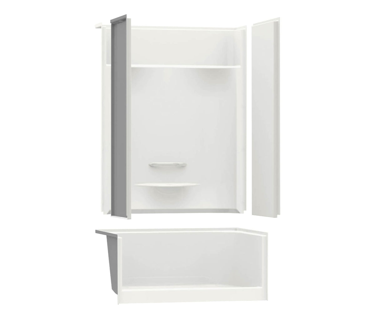 Maax KDS 3448 AFR AcrylX Alcove Center Drain Four-Piece Shower in White, Right seat