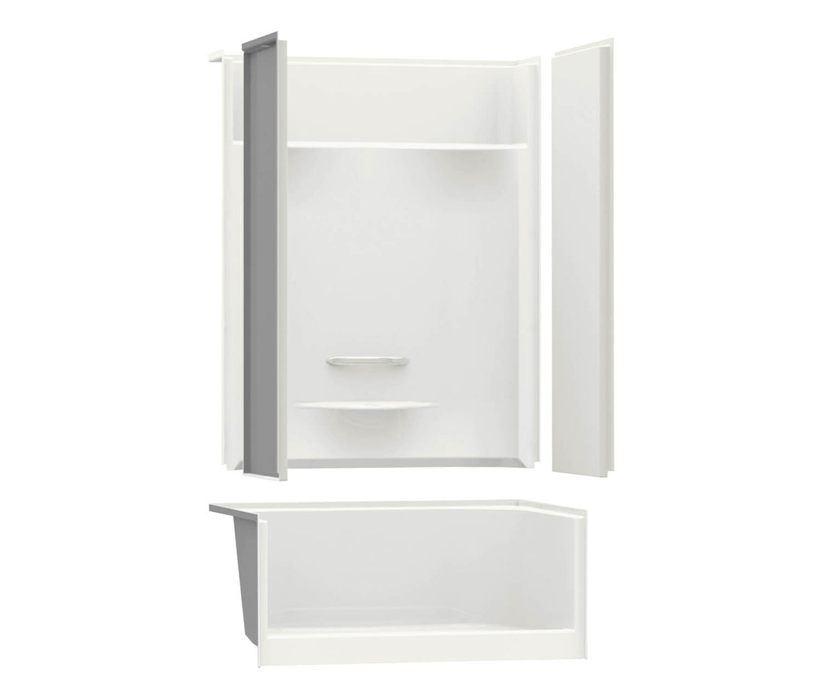 Maax 145031-000-002-593 KDS 3448 AFR AcrylX Alcove Center Drain Four-Piece Shower in White, No seat