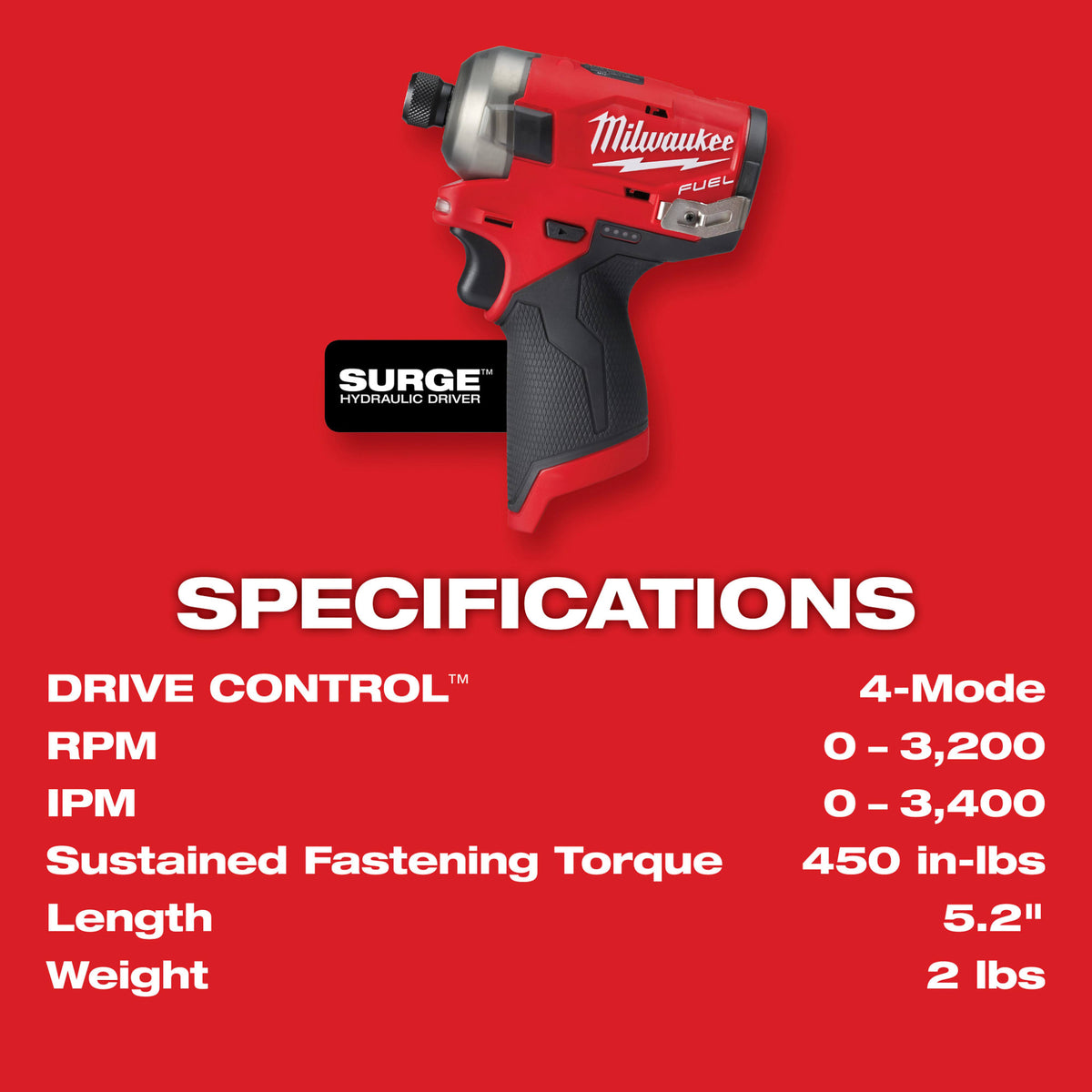 Milwaukee Tools M12 FUEL™ SURGE™ 1/4" Hex Hydraulic Driver