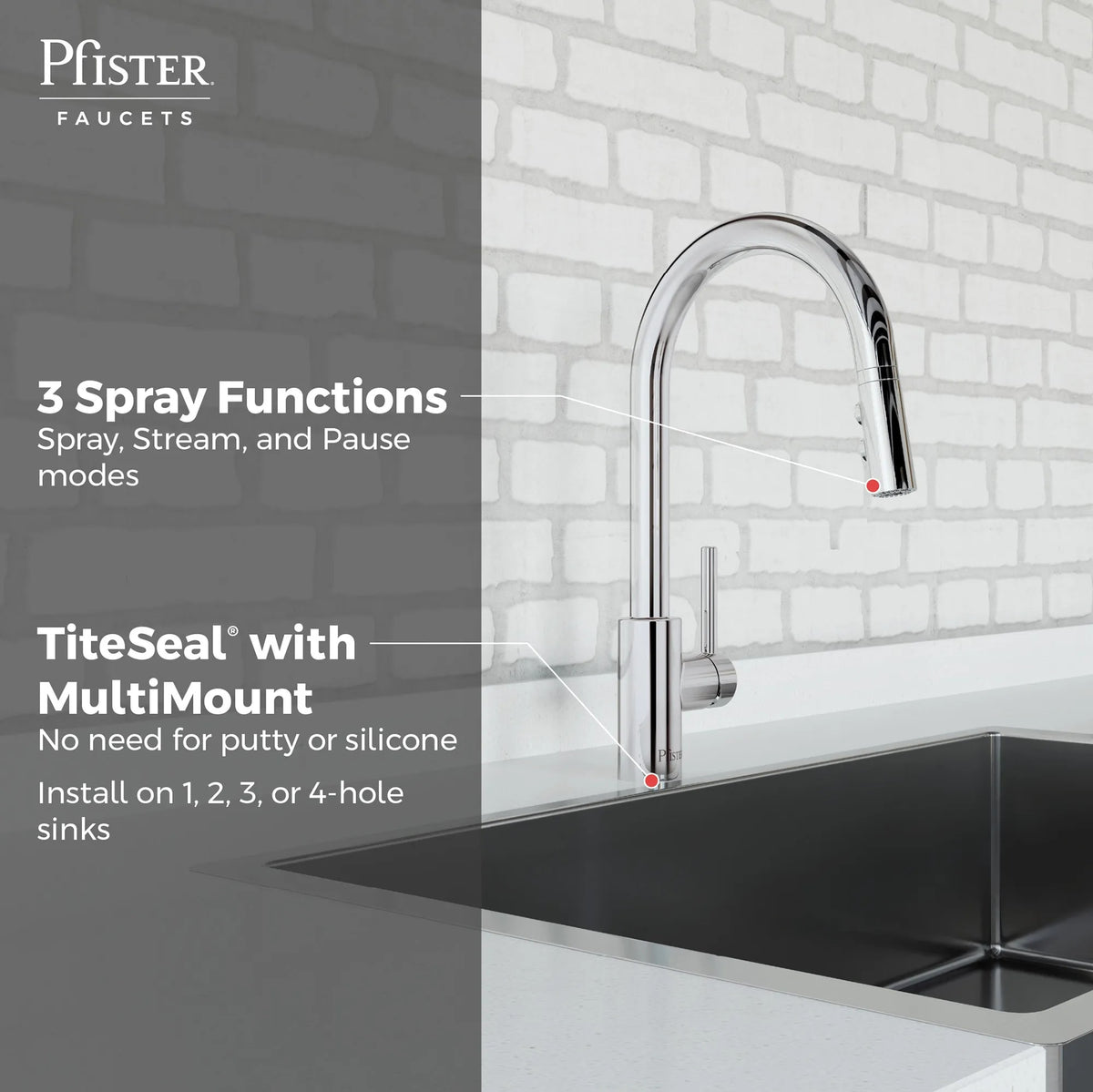 Pfister Faucets LG529SAC Stellen Single-Handle Pull-Down Kitchen Faucet in Polished Chrome