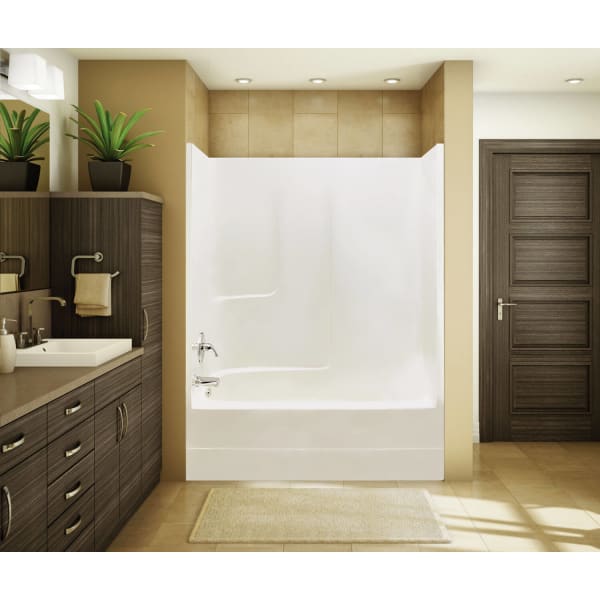 TSEA63 60 x 34 AcrylX Alcove Left-Hand Drain One-Piece Tub Shower in White