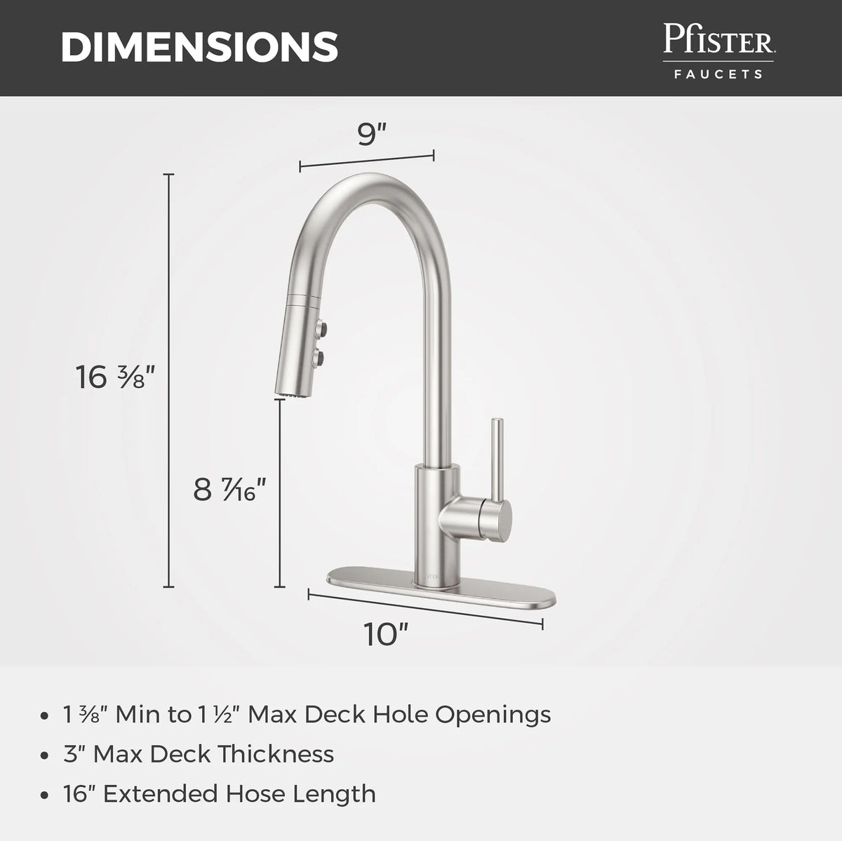 Pfister Faucets LG529SAS Stellen Single-Handle Pull-Down Kitchen Faucet in Stainless Steel