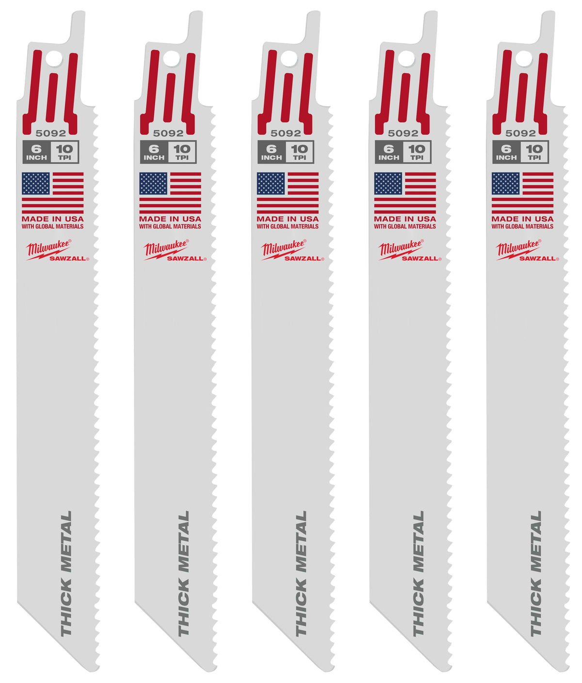 Milwaukee Tools 6" 10 TPI SAWZALL® Blade for Thick Metal (5 Pack)