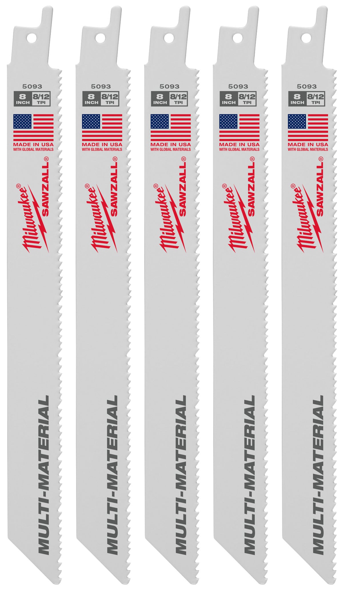 Milwaukee Tools 8" 8/12 TPI SAWZALL® Blade for Multi-Material (5 Pack)