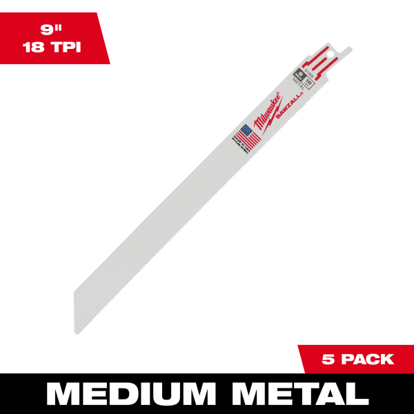 9" 18 TPI SAWZALL® Blade for Medium Metal (5 Pack)