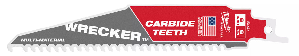 Milwaukee Tools 6" 6 TPI WRECKER™ with Carbide Teeth SAWZALL® Blade for Multi-Material (1 Pack)