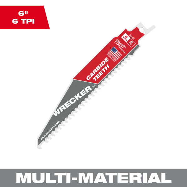 6" 6 TPI WRECKER™ with Carbide Teeth SAWZALL® Blade for Multi-Material (1 Pack)