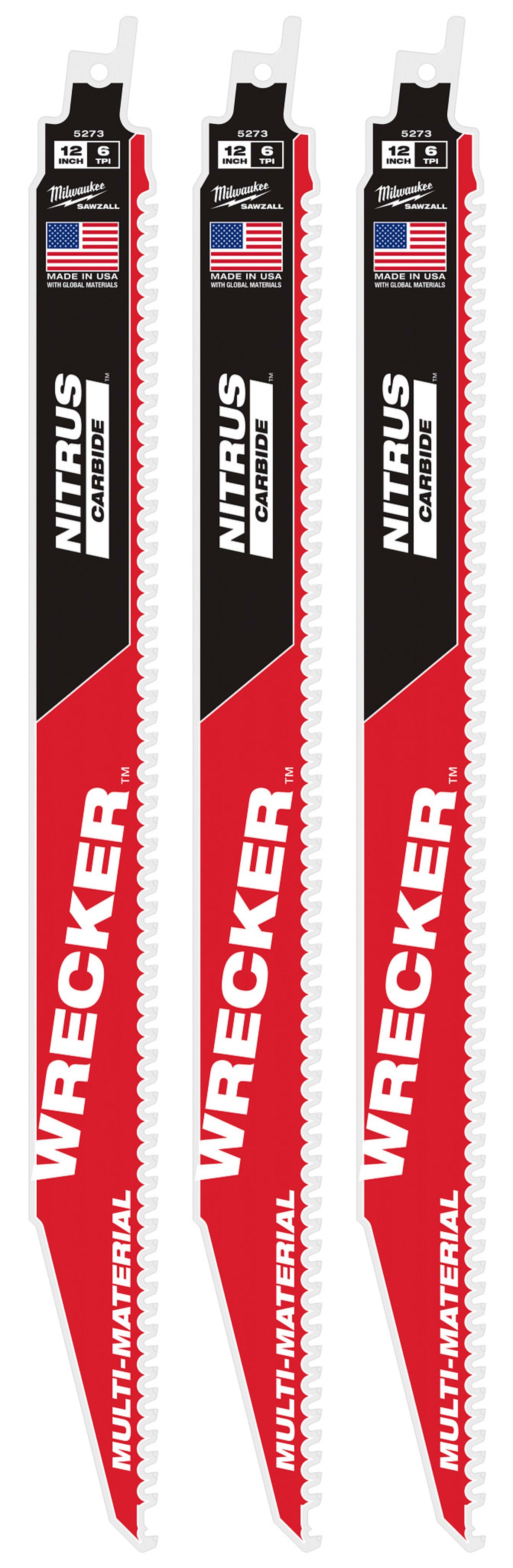 Milwaukee Tools 12" WRECKER™ with NITRUS™ Carbide SAWZALL® Blade for Multi-Material (1 Pack)