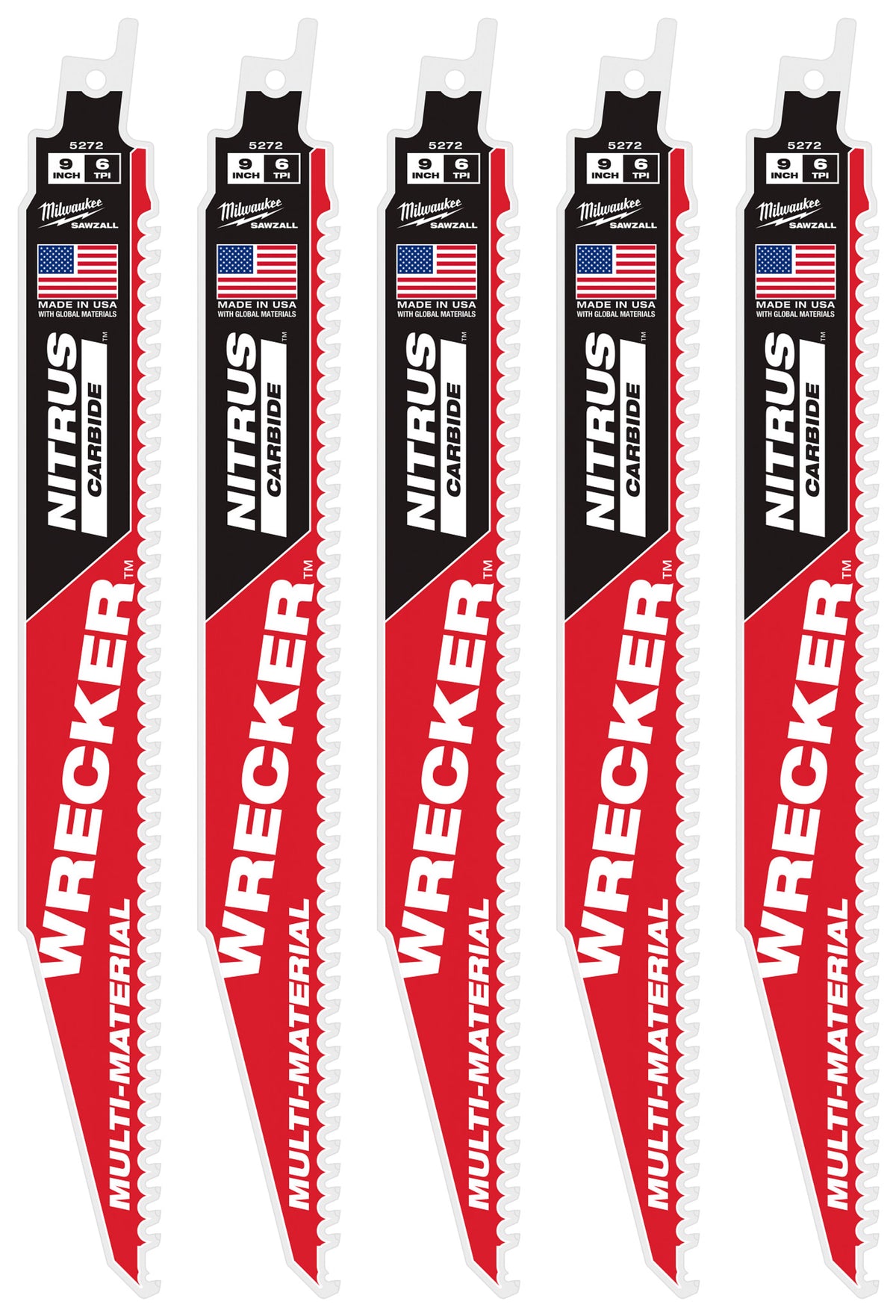 Milwaukee Tools 9" WRECKER™ with NITRUS™ Carbide SAWZALL® Blade for Multi-Material (1 Pack)