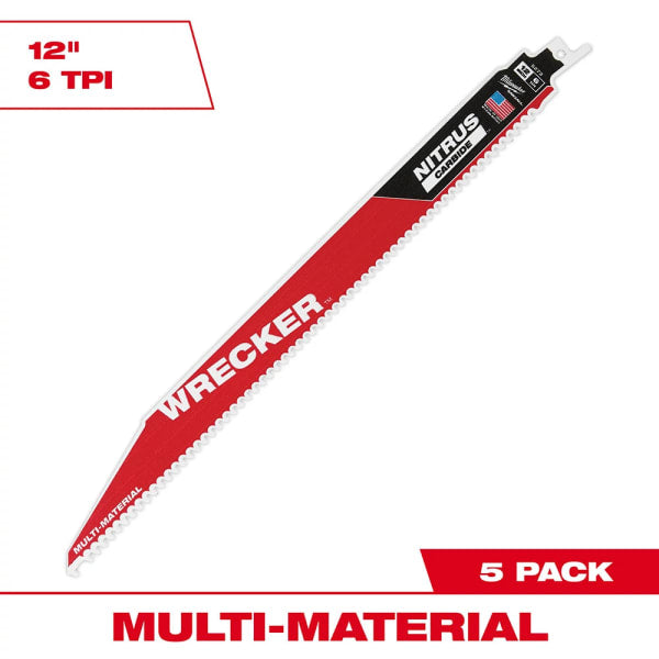 12" WRECKER™ with NITRUS™ Carbide SAWZALL® Blade for Multi-Material (5 Pack)