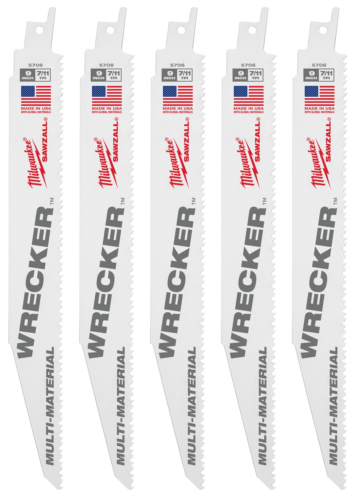 Milwaukee Tools 9" 7/11 TPI WRECKER™ SAWZALL® Blade for Multi-Material (25 Pack)
