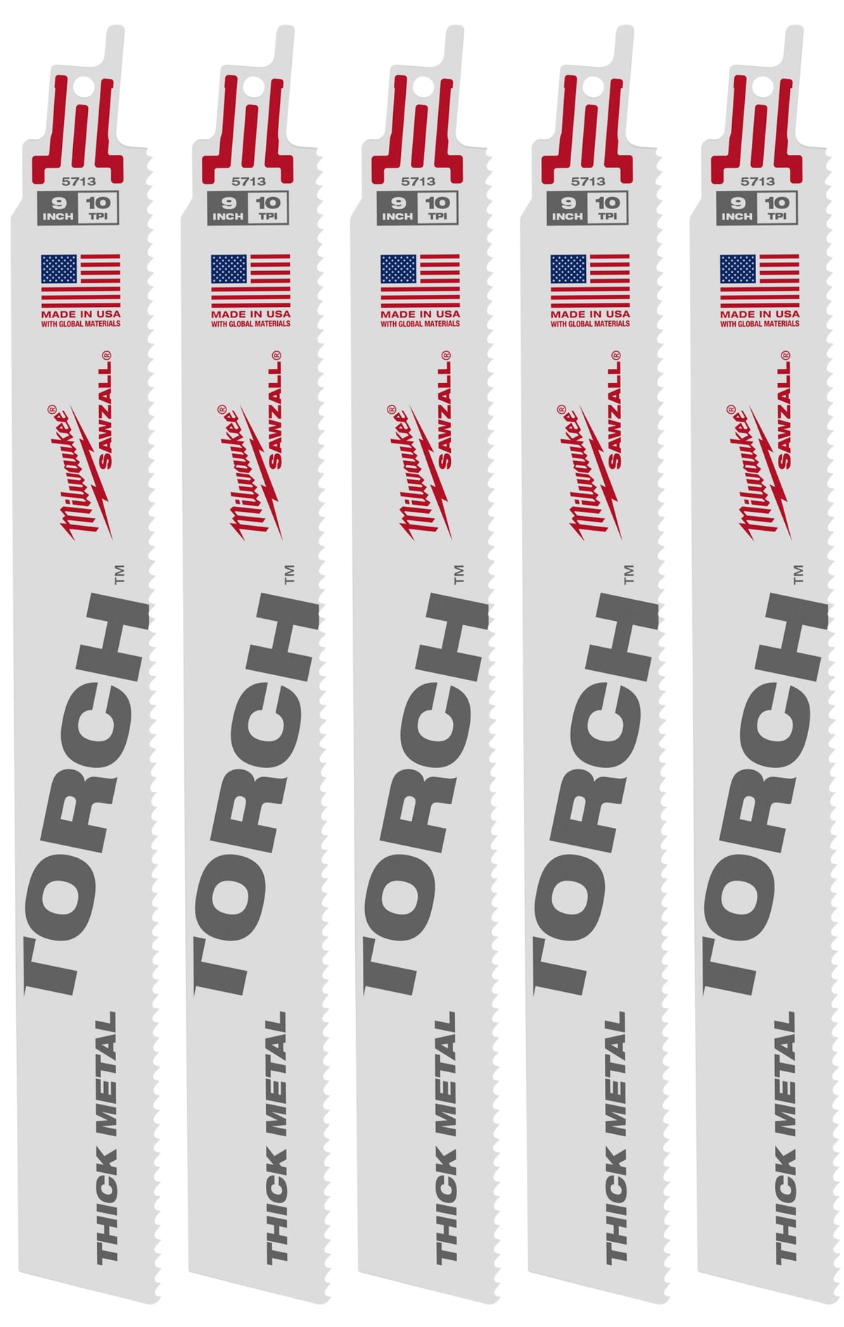 Milwaukee Tools 6" 10 TPI TORCH™ SAWZALL® Blade for Thick Metal (5 Pack)