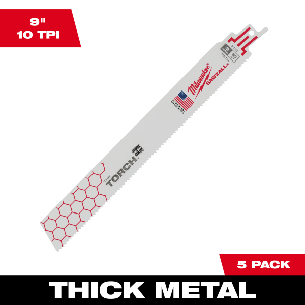9" 10 TPI TORCH™ SAWZALL® Blade for Thick Metal (5 Pack)