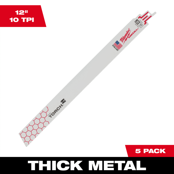 12" 10 TPI TORCH™ SAWZALL® Blade for Thick Metal (5 Pack)
