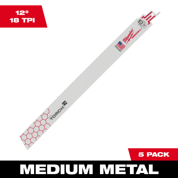 12" 18 TPI TORCH™ SAWZALL® Blade for Medium Metal (5 Pack)