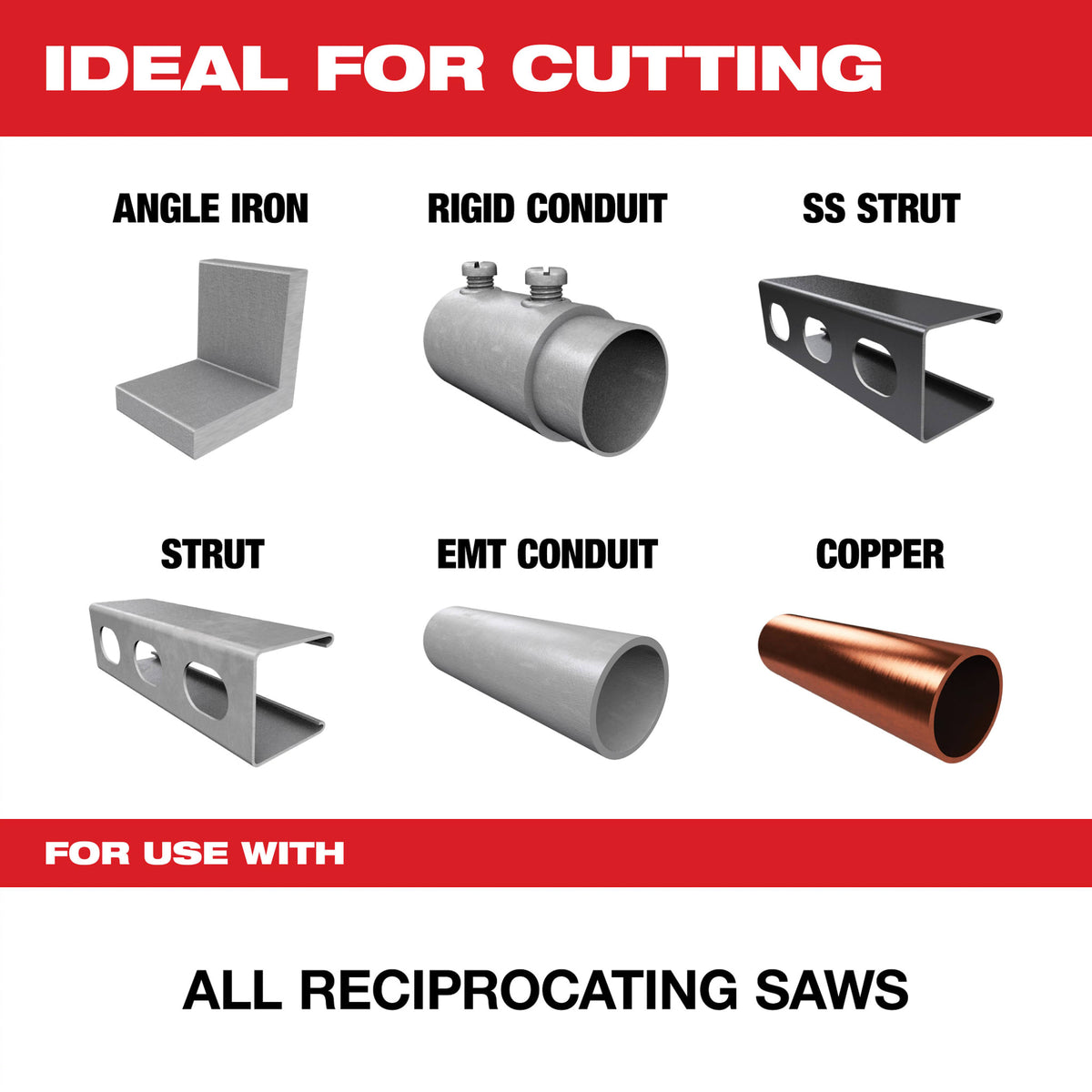 Milwaukee Tools 6" 10 TPI TORCH™ with NITRUS™ Carbide Teeth SAWZALL® Blade for Conduit and Strut (3 Pack)