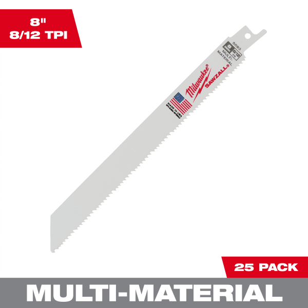 8" 8/12 TPI SAWZALL® Blade for Multi-Material (25 Pack)