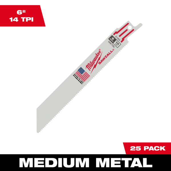 6" 14 TPI SAWZALL® Blade for Medium Metal (25 Pack)