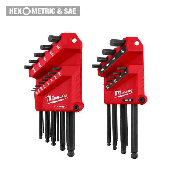 22-Key Ball End L-Style Hex Key Set - SAE/Metric