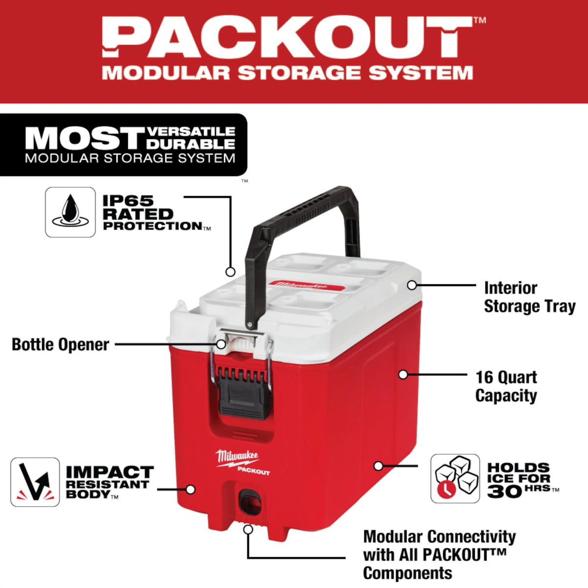 Milwaukee Tools 48-22-8460 PACKOUT™ 16QT Compact Cooler