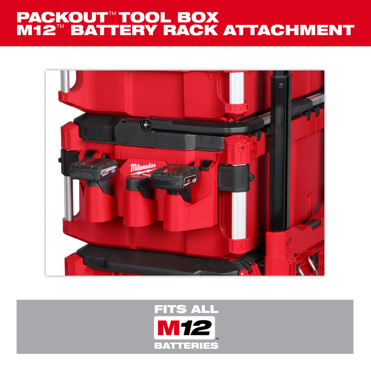 Milwaukee Tools PACKOUT™ Tool Box M12™ Battery Rack Attachment