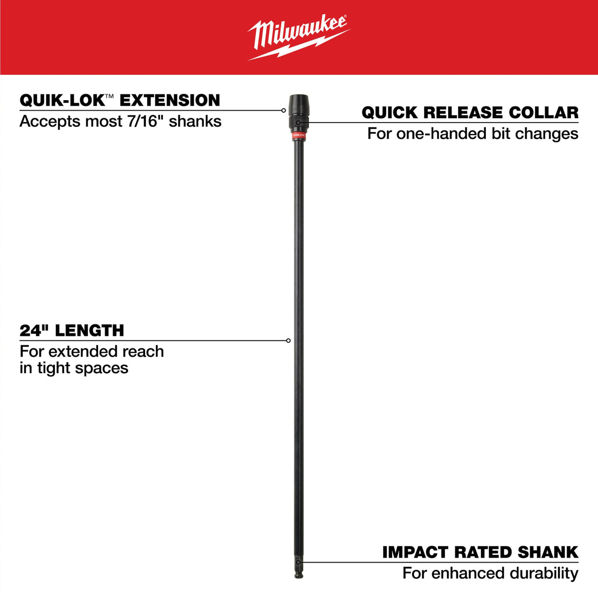 Milwaukee Tools 24" x 7/16" Universal QUIK-LOK™ Extension
