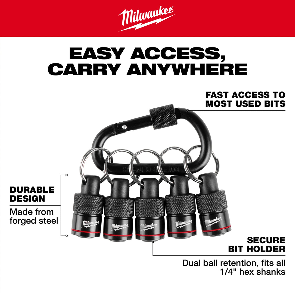 Milwaukee Tools 48-32-4537 5 Piece Bit Holder with Carabiner