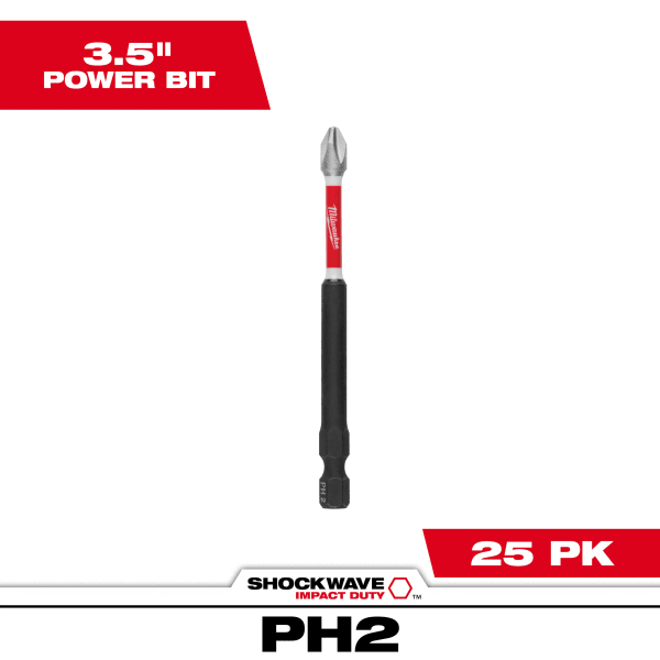 SHOCKWAVE™ Impact Duty 3-1/2" Phillips #2 Power Bits Bulk 25 Pack