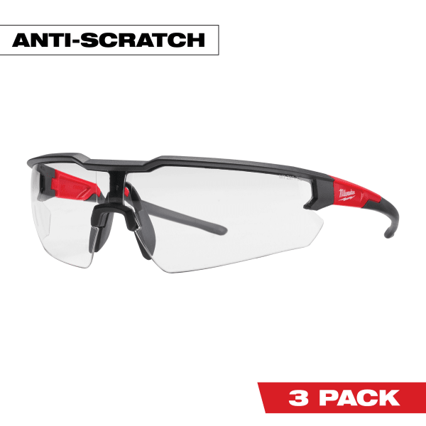 3 Pack Safety Glasses - Clear Anti-Scratch Lenses