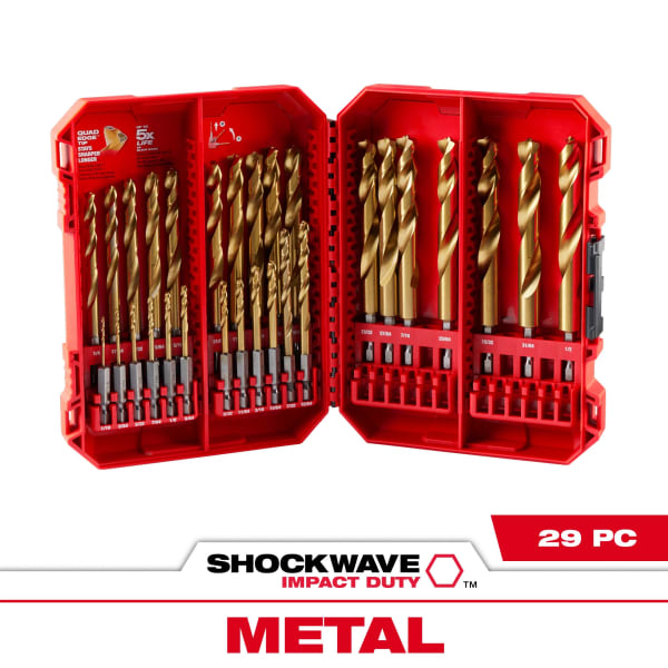 29 Piece SHOCKWAVE™ Impact Duty RED HELIX™ Titanium Drill Bit Set