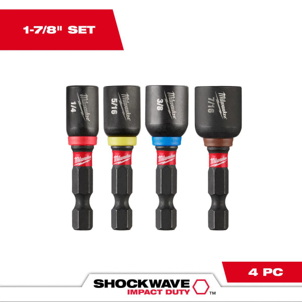4 Piece SHOCKWAVE™ Impact Duty 1-7/8" Magnetic Nut Driver Set