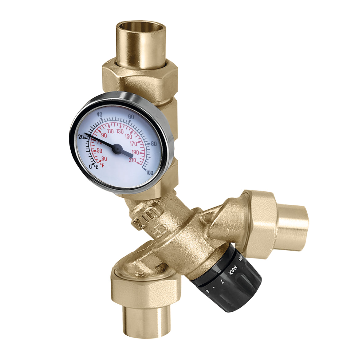 Caleffi North America 520519A AngleMix™ 3- Way Mixing valve 3/4" SWTw/probe