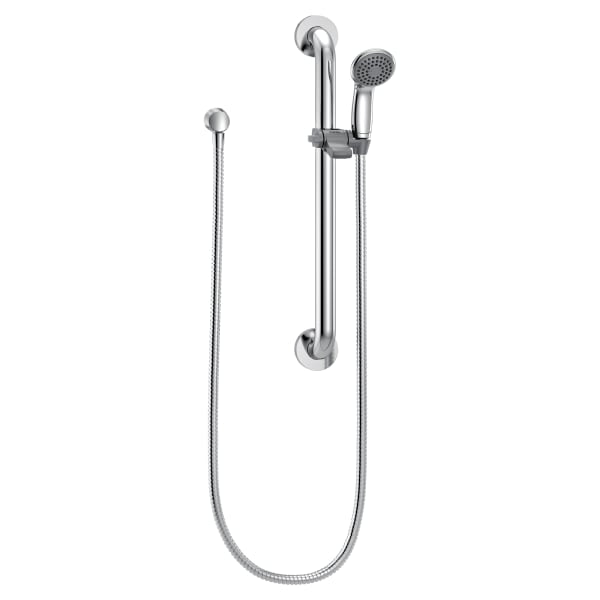 Moen Commercial 1.5 GPM 1-Spray Slide Bar with Handheld Shower and Metal Hose in Chrome/Stainless