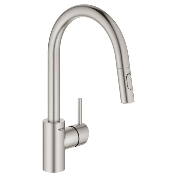 Concetto Single-Handle Pull-Down Kitchen Faucet Dual Spray 1.75 GPM in GROHE SUPERSTEEL