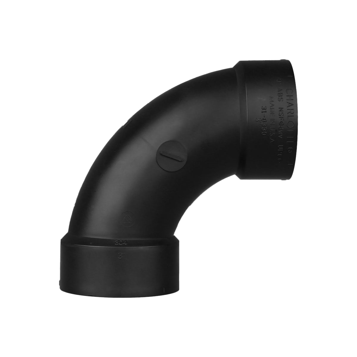 Charlotte Pipe 3" ABS DWV 90° Long Turn Elbow - H x H