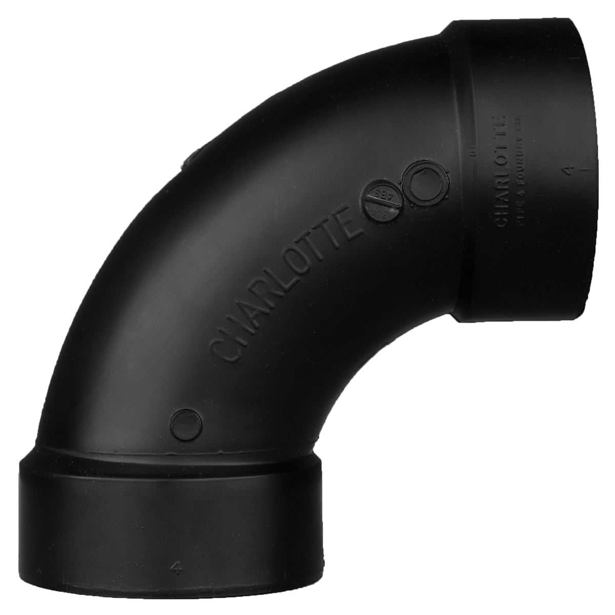 Charlotte Pipe 4" ABS DWV 90° Long Turn Elbow - H x H
