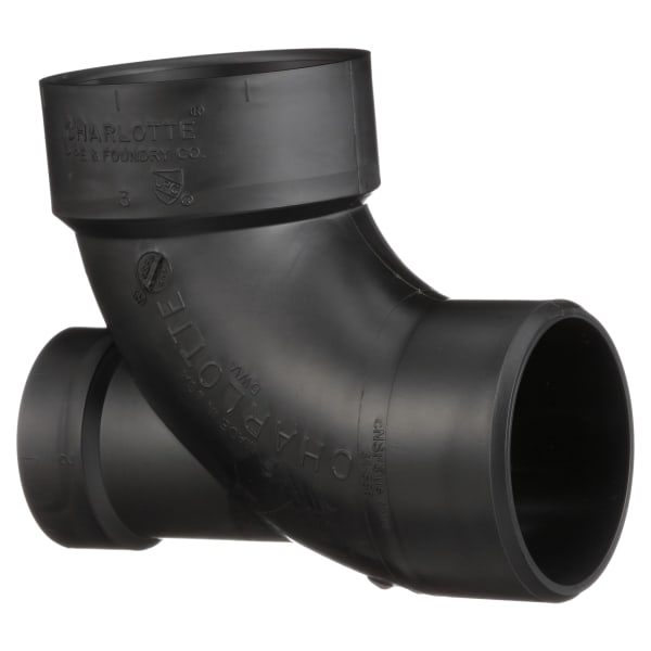3" x 3" x 2" ABS DWV 90° Street Elbow with Low Heel Inlet - Hx Spigot x H