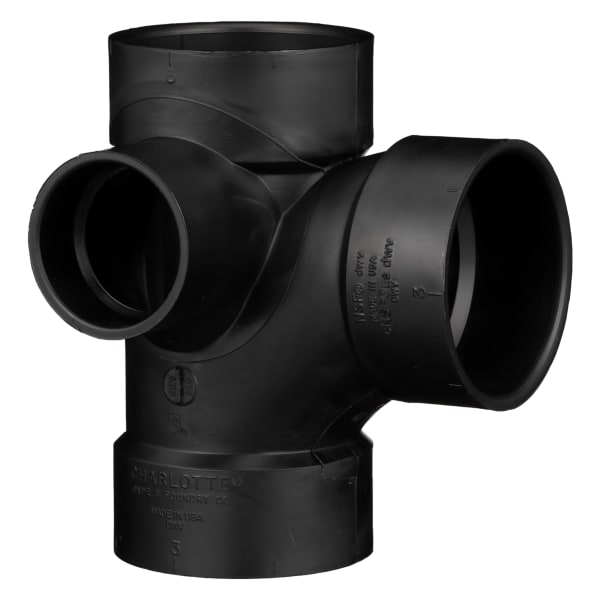 3" x 3" x 3" x 2" ABS DWV Sanitary Tee with Left Side Inlet - All H